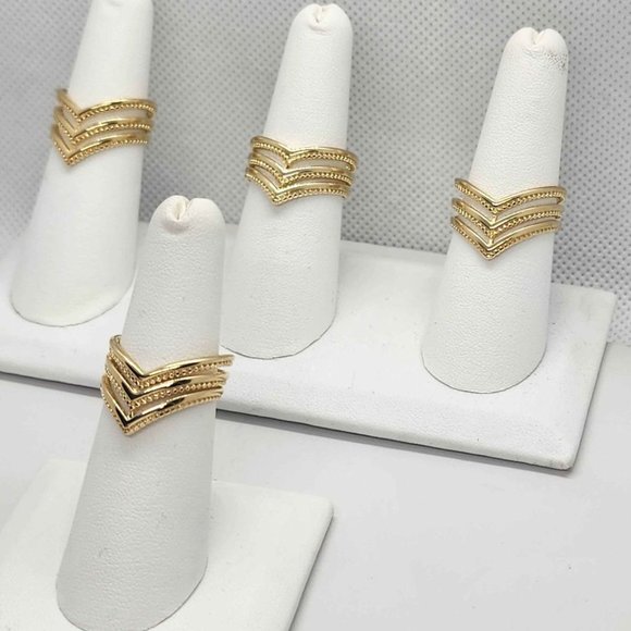 Brand New Brazilian 18k Gold Filled Stacking V Band Ring - Picture 2 of 4